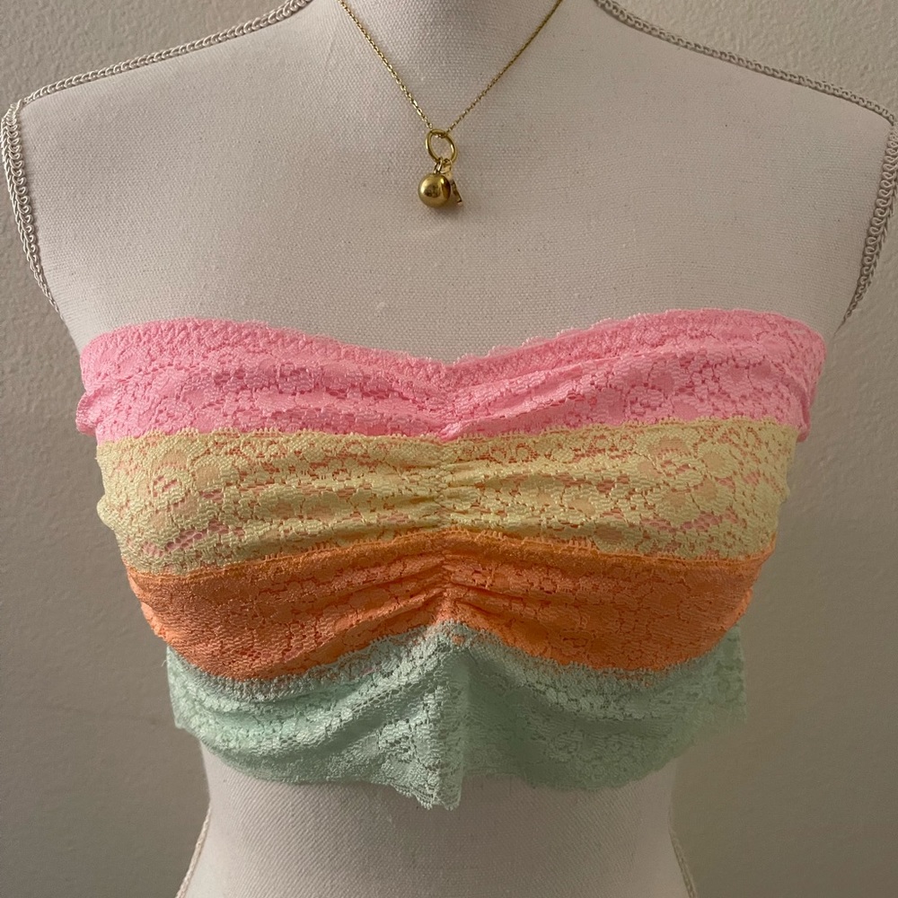 NEW Multi-color crop lace strapless bra bralette top